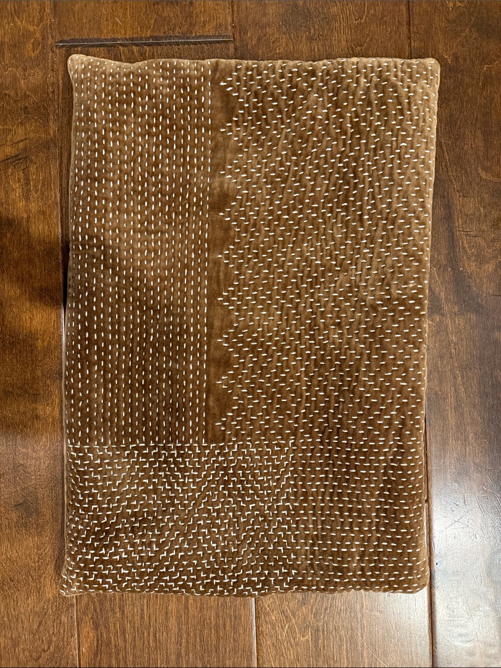 Crate & Barrel Sashiko Organic Cotton Chocolate Brown Pillow Cover